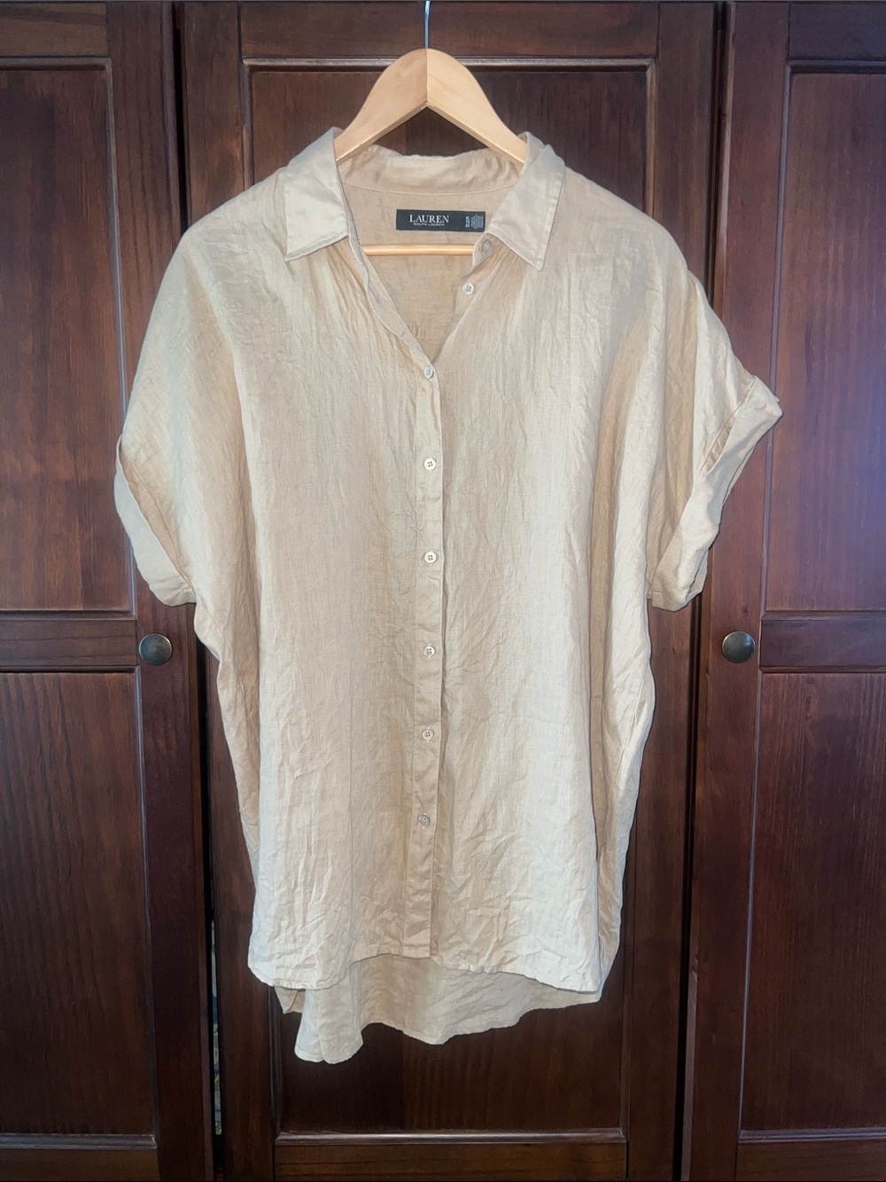 Lauren Ralph Lauren 100% Linen Coastal Dolman Short Sleeve Button Down XL - Picture 2 of 10